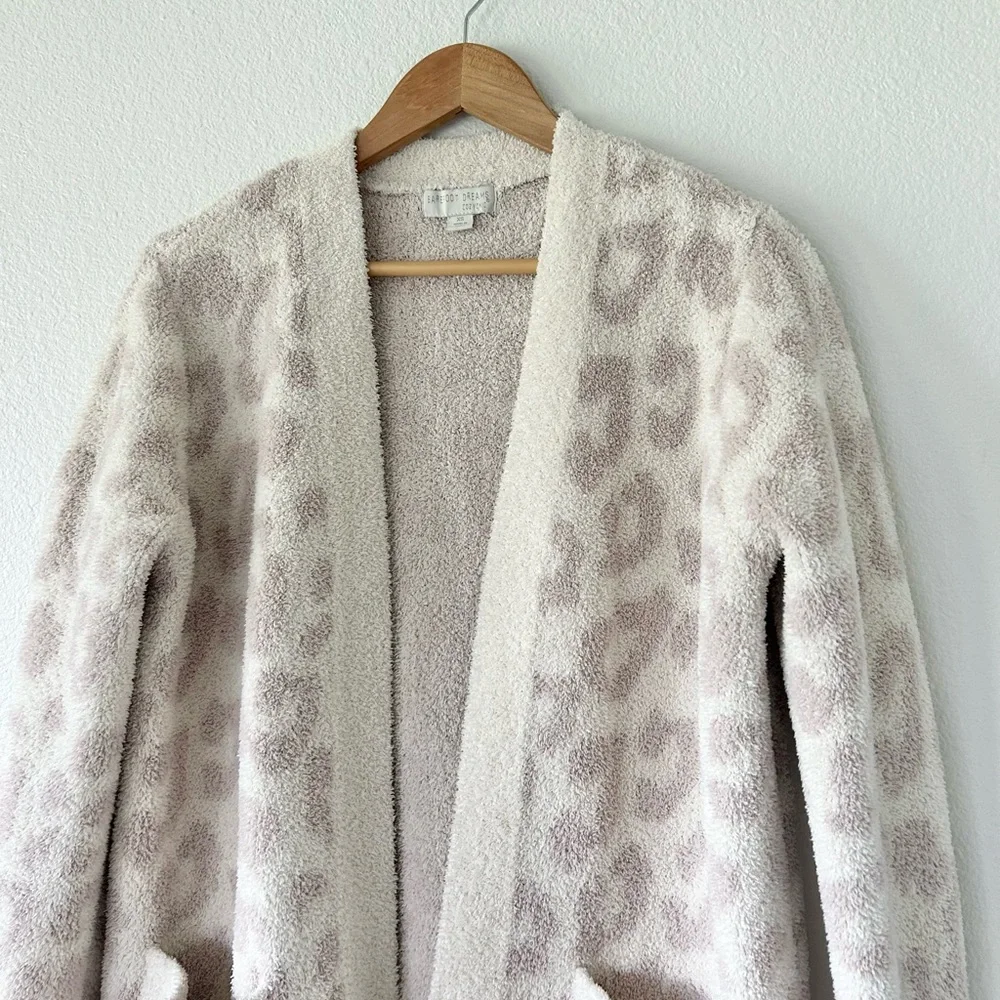 Barefoot Dreams CozyChic Leopard Cardigan in Cream / Stone - Picture 5 of 6